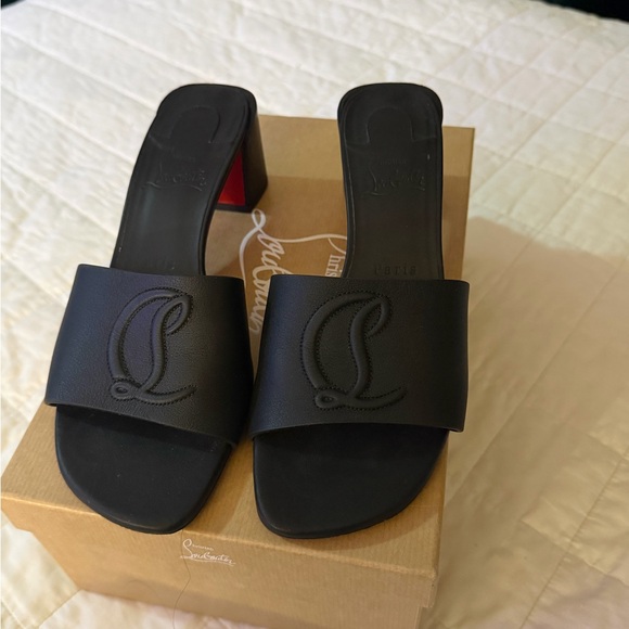 Christian Louboutin Black Mules with Signature Red Sole - Picture 2 of 7